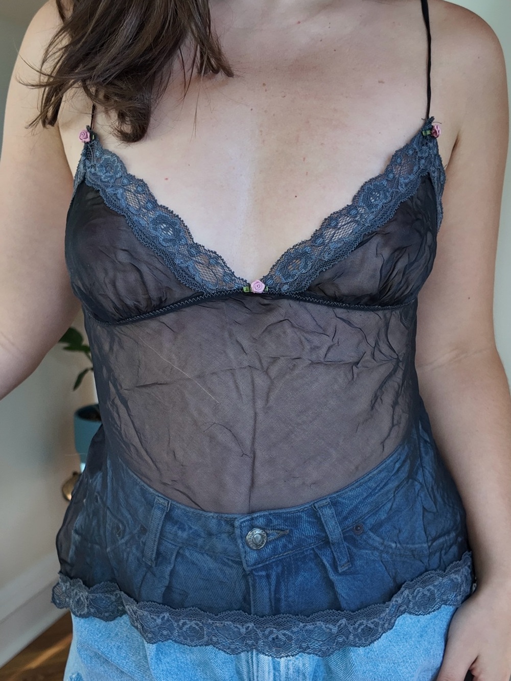 Skims Sheer Lace-Trim Cami